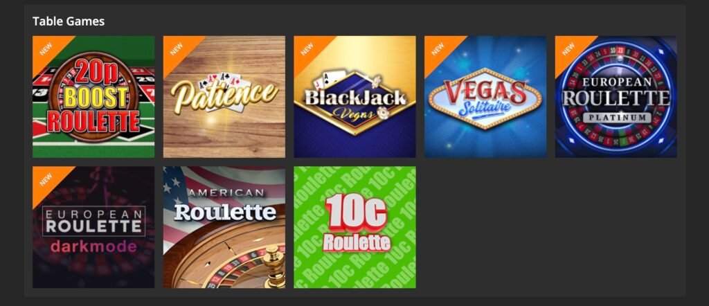 Game selection at Jackpot.com Casino