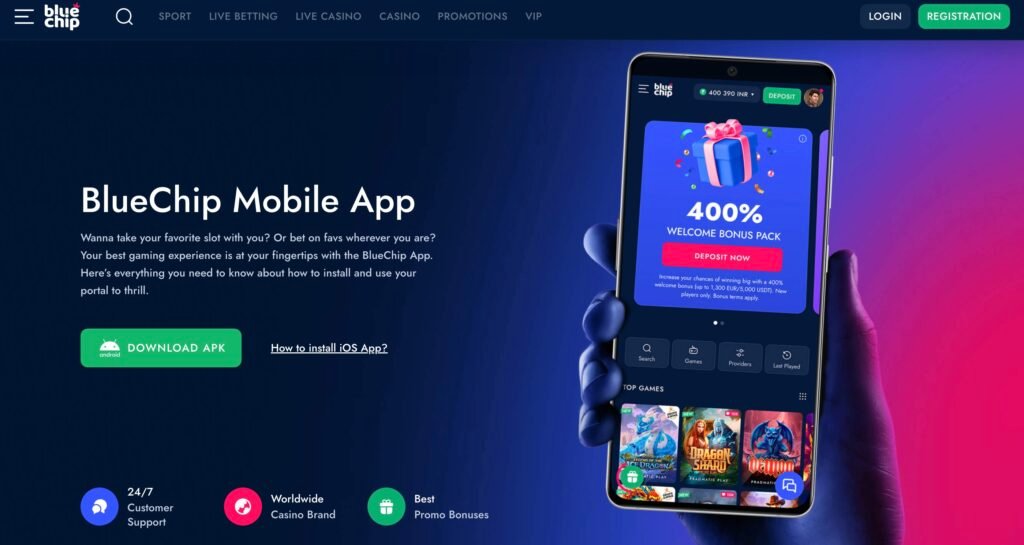 Bluechip Casino App home page